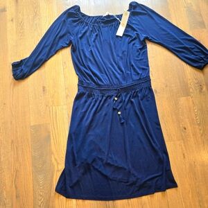 Tory Burch Navy Long Sleeve Knee-Length Dress